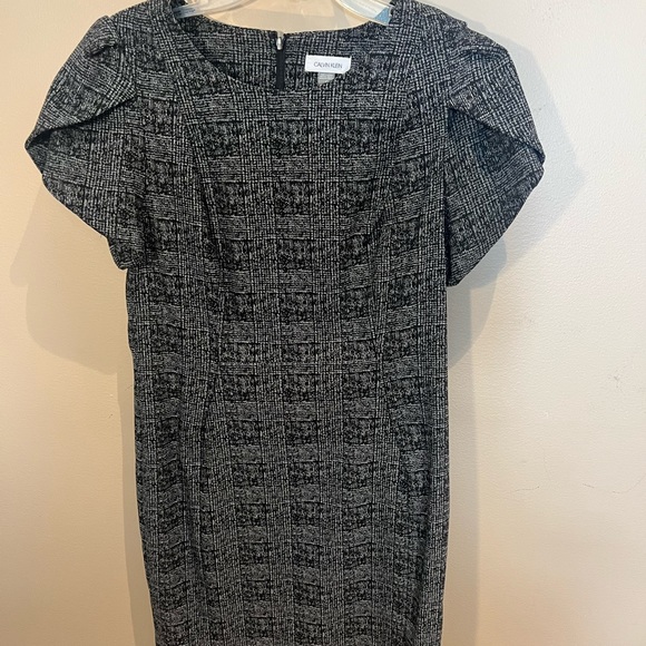 Calvin Klein black and silver classic dress with short tulip sleeves size 12. - Picture 1 of 7